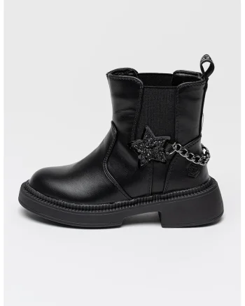 Botine cu lant decorativ Brookie, Negru