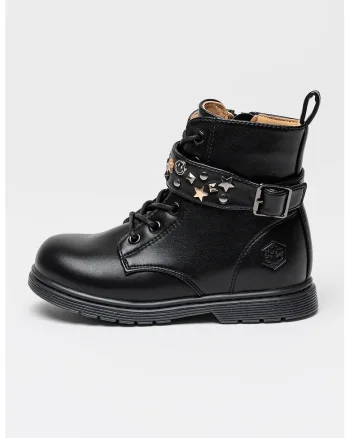 Botine de piele cu aplicatii stea Elmy, Negru