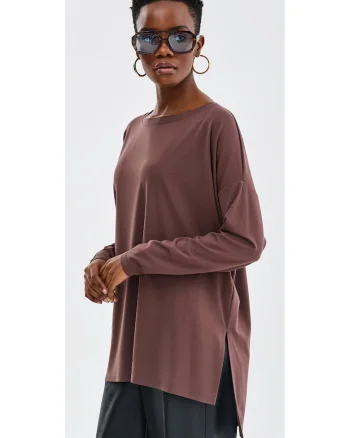 Bluza cu model asimetric Fina, Maro
