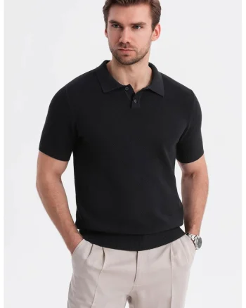 Tricou polo din bumbac pique 2, Negru