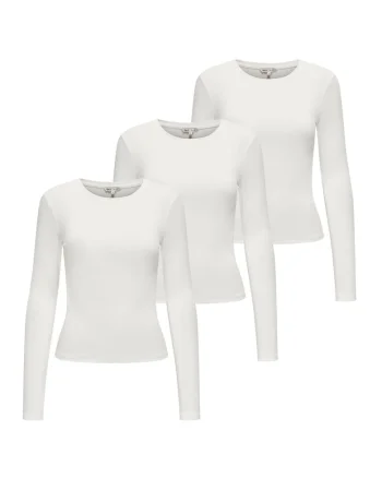 Set de bluze slim fit - 3 piese, Alb fildes