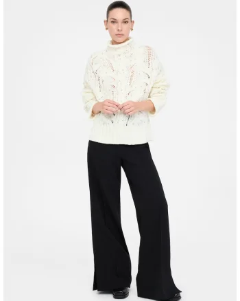 Pantaloni cu croiala ampla si slituri, Negru