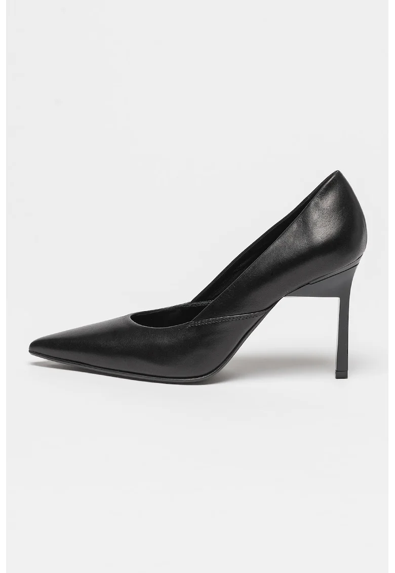 Pantofi de piele cu varf ascutit, Negru