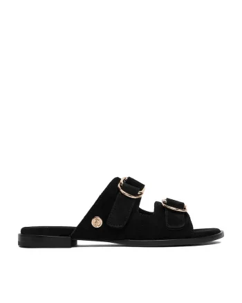 Papuci dama,  piele naturala, negru,