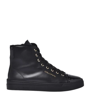 Pantofi sport mid-high din piele, Negru