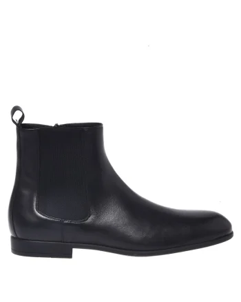 Ghete Chelsea din piele cu fermoar lateral, Negru