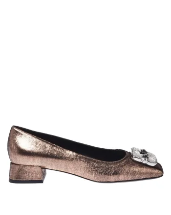 Pantofi Mary Jane din piele cu varf patrat, Bronz