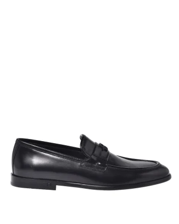 Pantofi loafer din piele cu model uni, Negru
