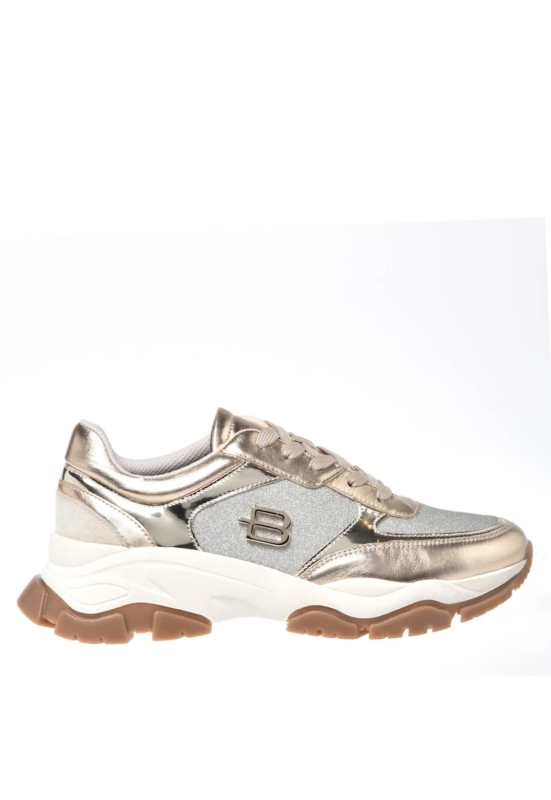 Pantofi sport din piele cu logo, Auriu
