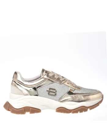 Pantofi sport din piele cu logo, Auriu