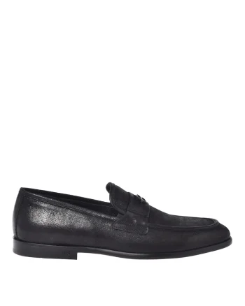 Pantofi loafer din piele intoarsa cu design stralucitor, Negru