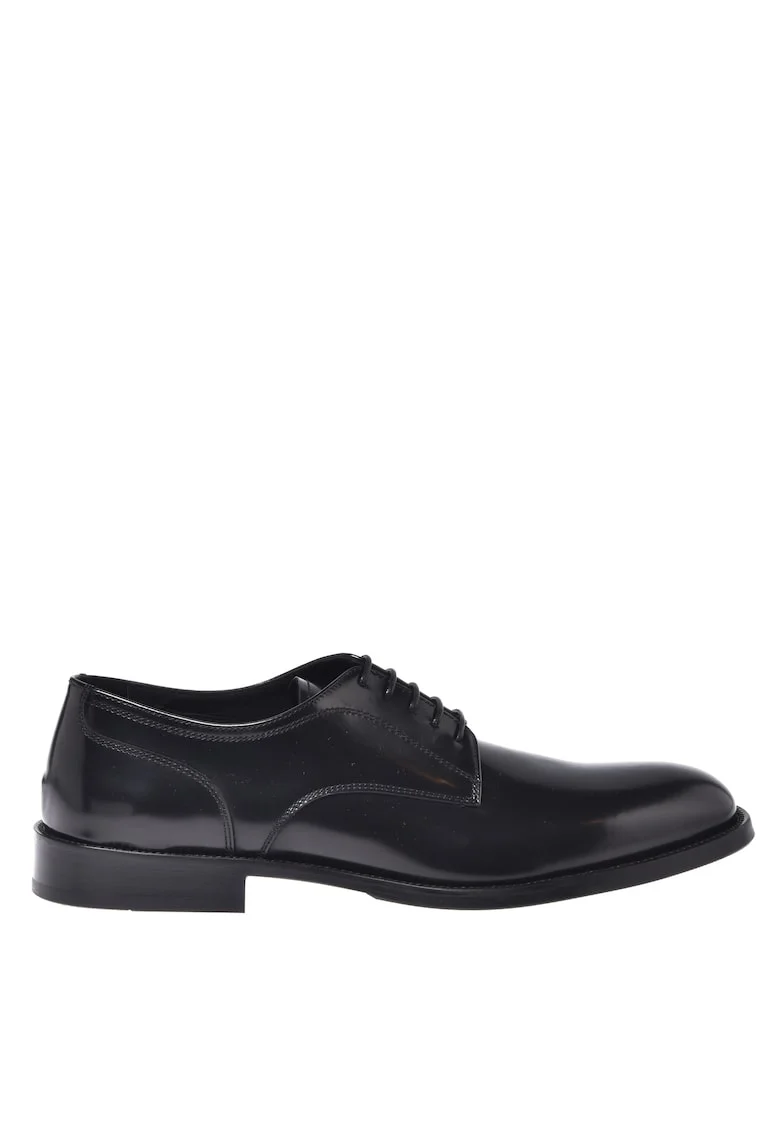Pantofi derby din piele cu sireturi, Negru