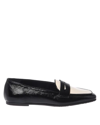 Pantofi loafer din piele cu aspect granulat si varf patrat, Negru
