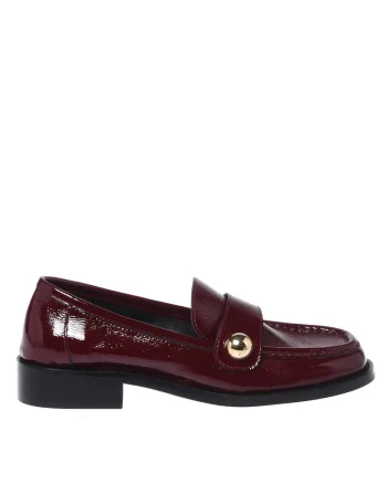 Pantofi loafer din piele cu varf patrat, Visiniu