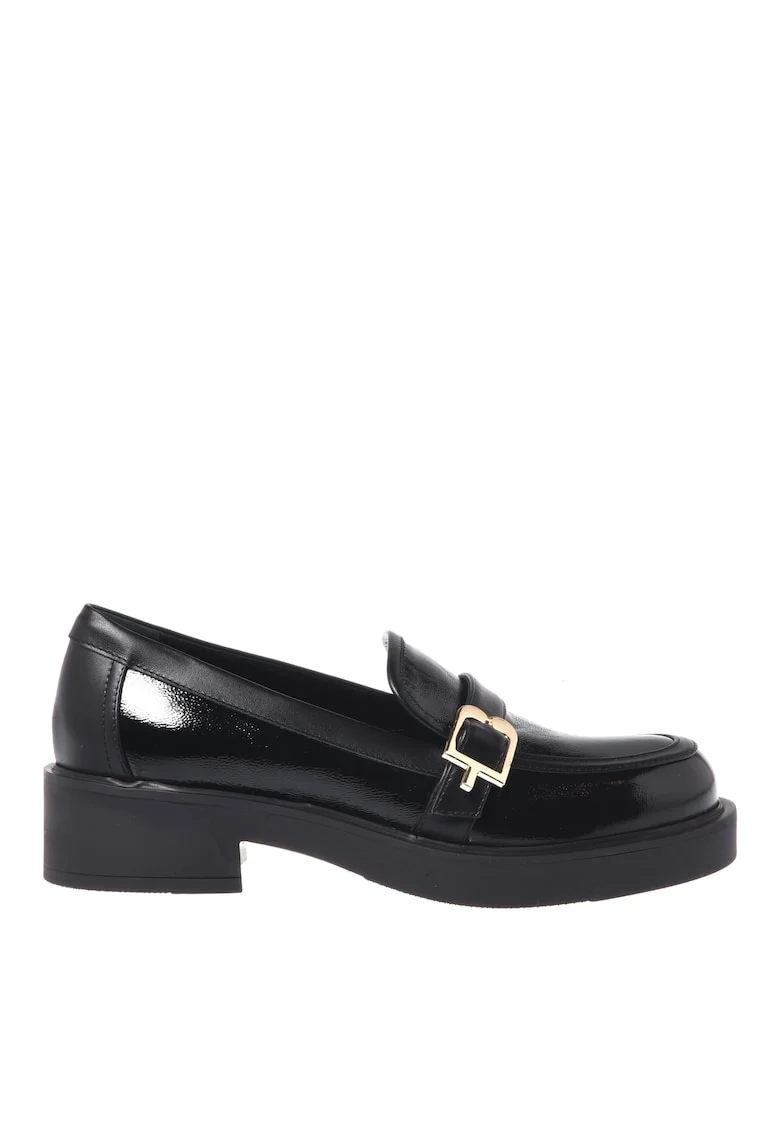 Pantofi loafer din piele cu catarama decorativa Nappa, Negru