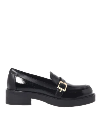 Pantofi loafer din piele cu catarama decorativa Nappa, Negru