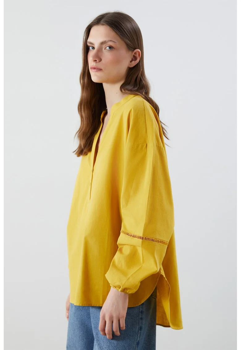 Bluza-tunica supradimensionata cu maneci bufante, Galben sofran