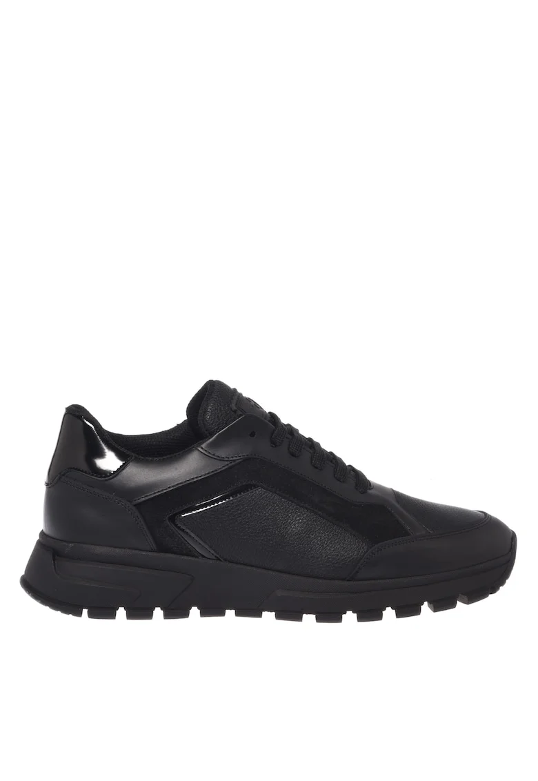 Pantofi sport din piele cu sireturi, Negru