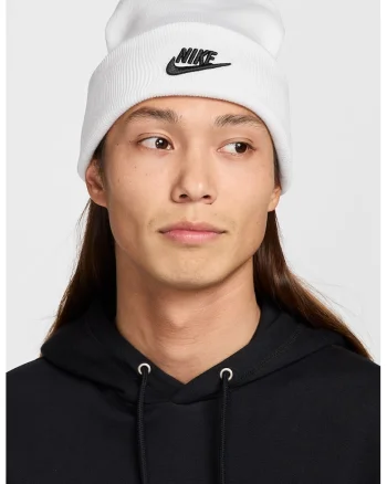 Caciula unisex cu logo brodat Peak, Alb murdar