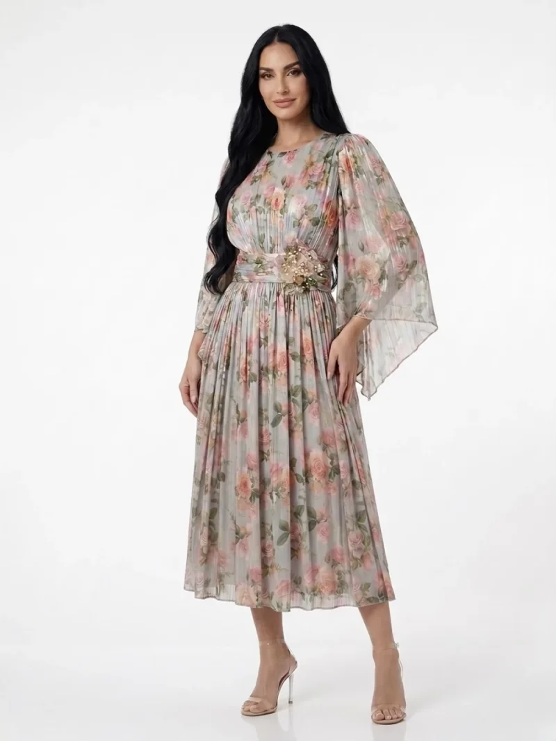 Rochie eleganta din voal cu imprimeu floral