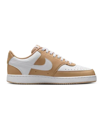 Pantofi sport Court Vision Low Next Nature din piele ecologica, Alb/Maro nisip
