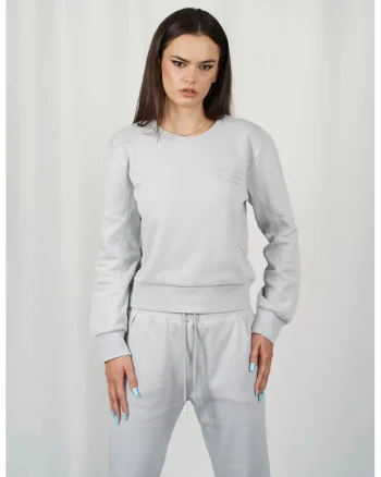 Hanorac sport crop cu imprimeu frontal cu mesaj, Gri