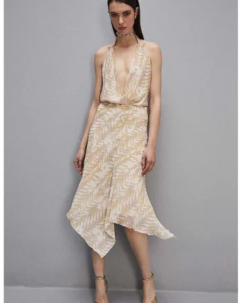 Fusta midi asimetrica, Crem