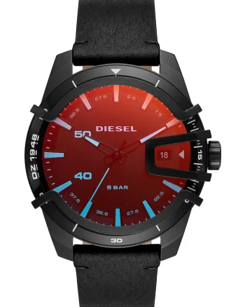 Ceas analog cu o curea de piele, Negru