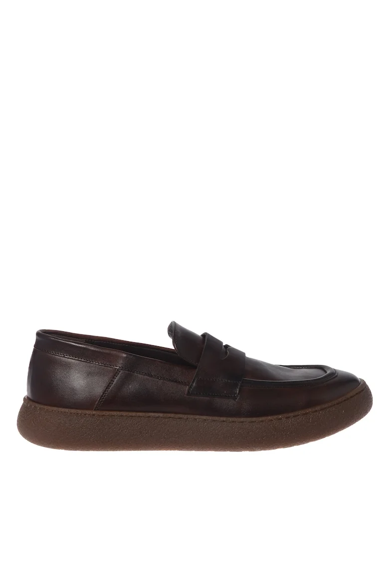 Pantofi loafer din piele, Maro inchis