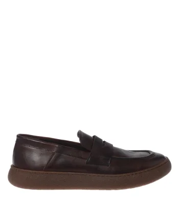 Pantofi loafer din piele, Maro inchis