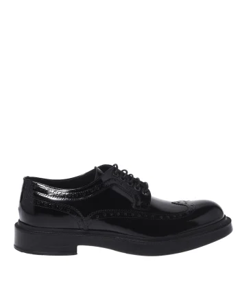 Pantofi derby din piele lacuita, Negru