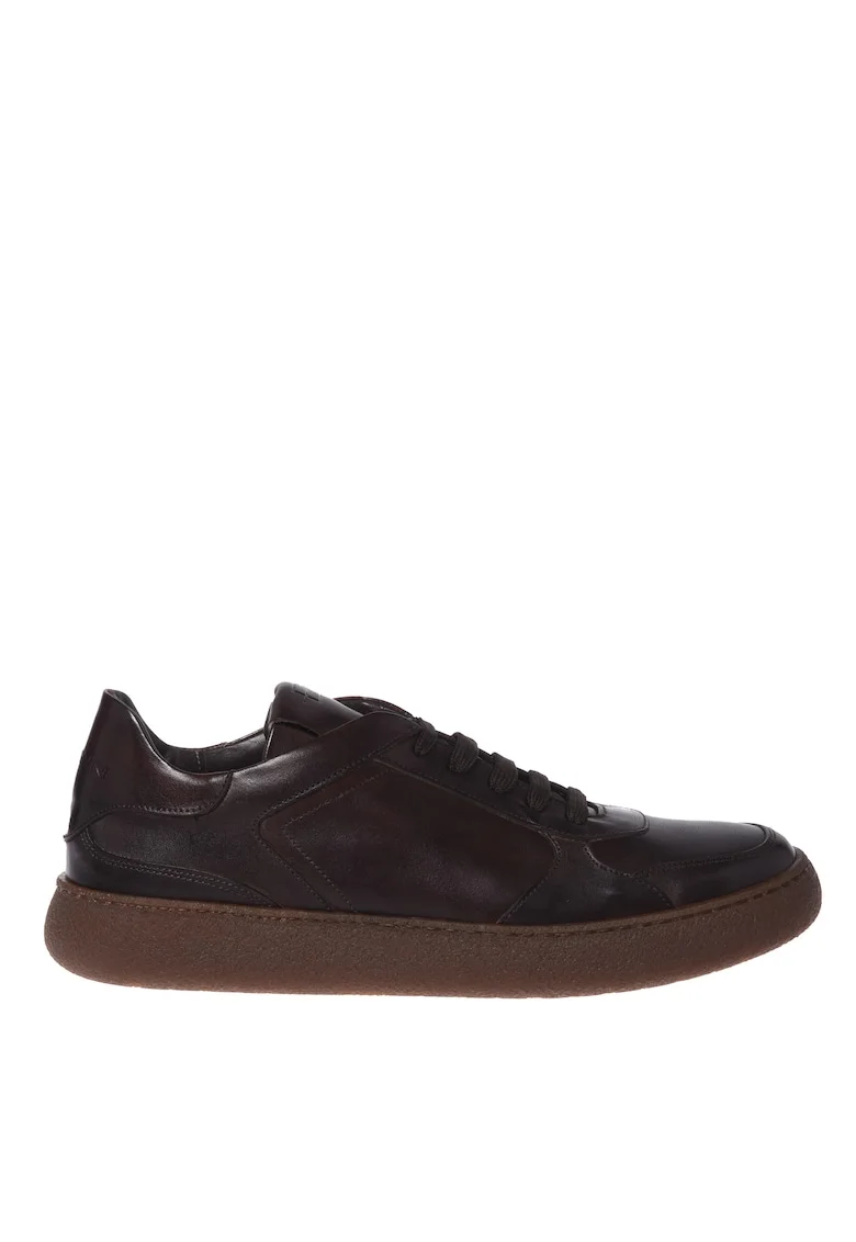 Pantofi sport low-cut din piele, Maro