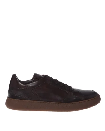 Pantofi sport low-cut din piele, Maro