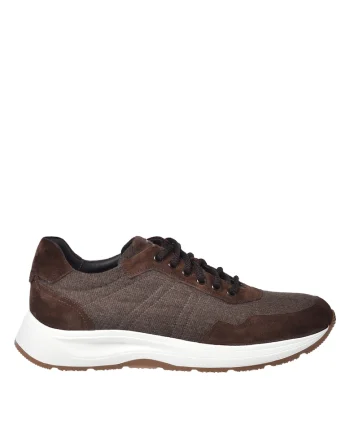 Pantofi sport low-cut cu garnituri de piele intoarsa, Maro