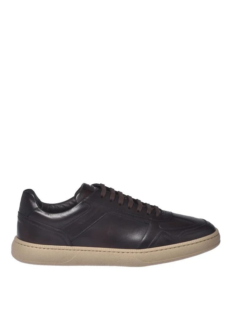 Pantofi sport low-cut din piele, Maro