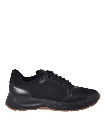 Pantofi sport cu garnituri de piele intoarsa si piele, Negru