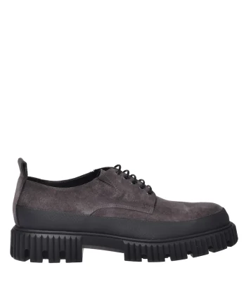 Pantofi din piele intoarsa cu sireturi, Gri
