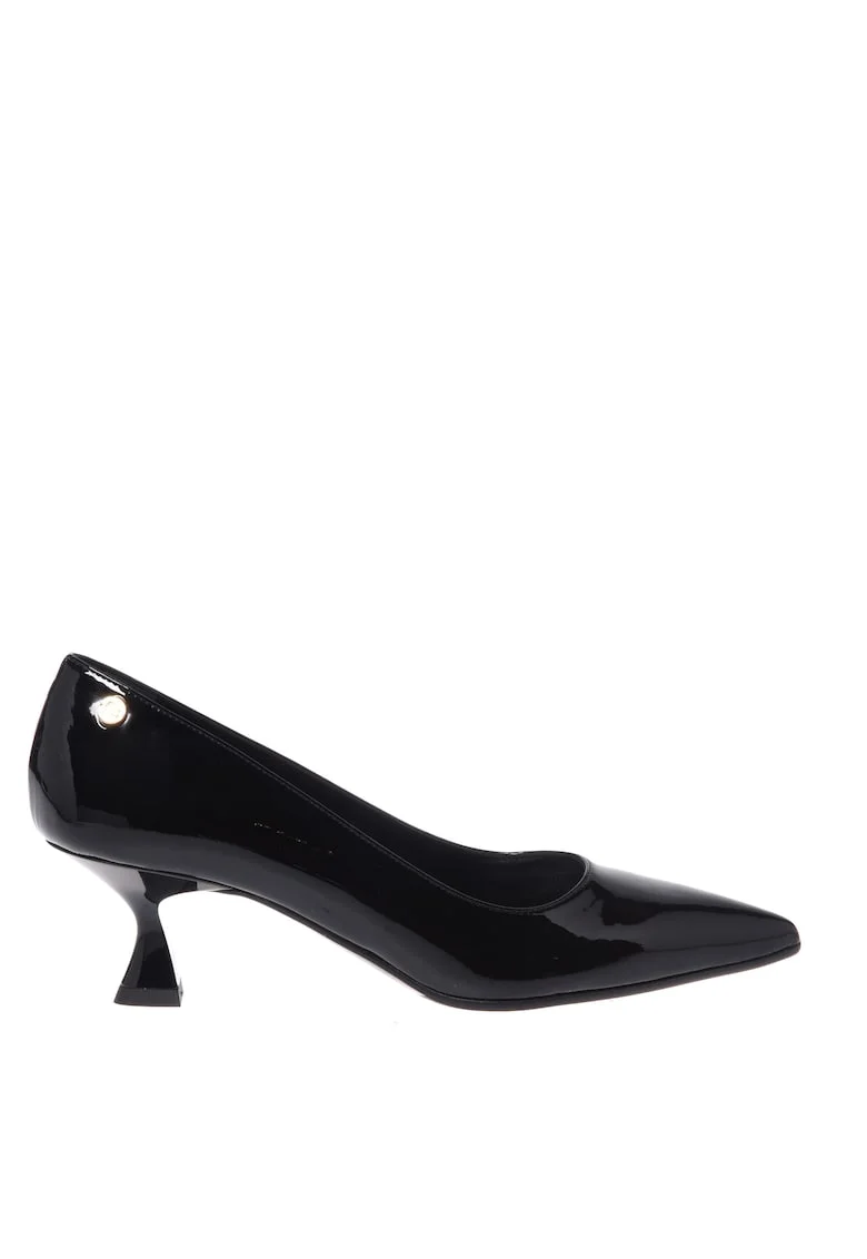 Pantofi uni de piele cu varf ascutit, Negru