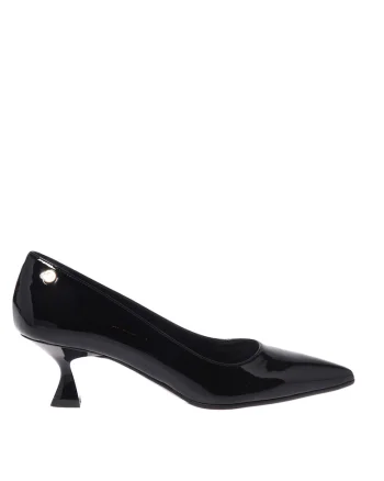 Pantofi uni de piele cu varf ascutit, Negru