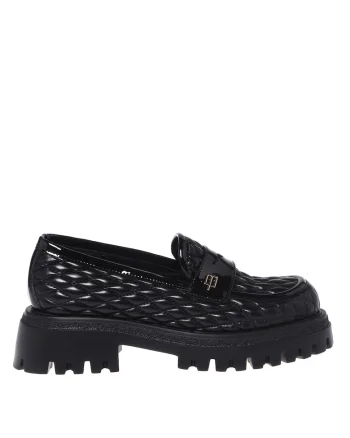 Pantofi loafer de piele cu model matlasat, Negru