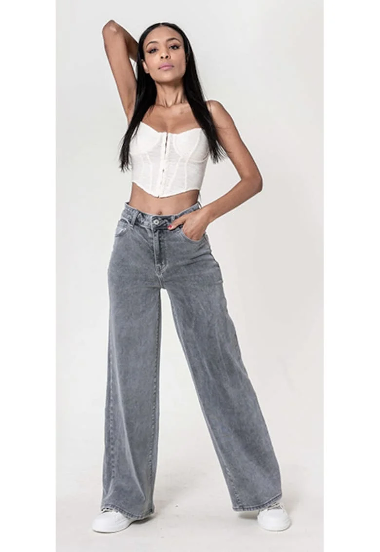 Blugi dama wide leg  gri YY300-7 M10 17008, Gri