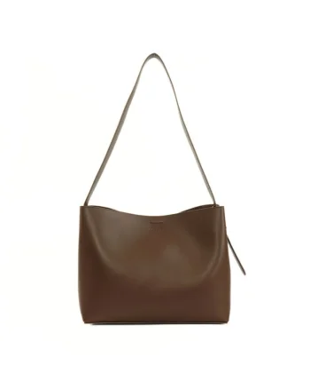 Geanta dama din piele  FL40 Ellise, shopper, format A4, cu catarama decorativa, curea reglabila, eleganta, pentru birou si zilnic, Maro inchis, 34 x 27 x 14 CM