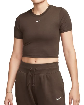 Tricou crop din amestec de modal, Maro