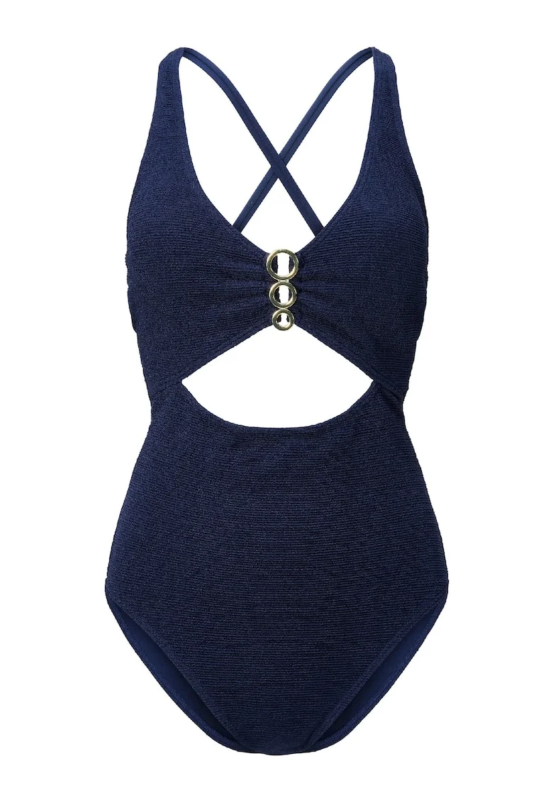 Costum de baie cu model uni, Albastru