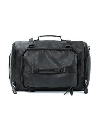 Geanta de voiaj barbati 2in1  S35 Riven, neagra, piele eco, transformabila in rucsac, compartiment laptop, 47x33x21 cm