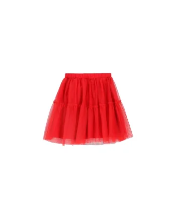 Fusta  evazata, elastic in talie, poliester, rosu