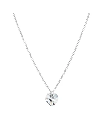Lantisor din Argint 925 cu pandantiv Inima Swarovski, reglabil 40-43 cm, dama, Transparent