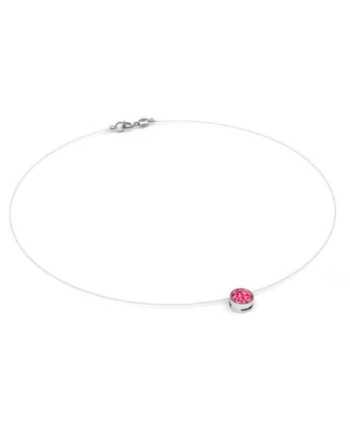 Colier fir transparent cu Cristal Swarovski in Caseta din Argint 925, reglabil 38-41 cm, Roz