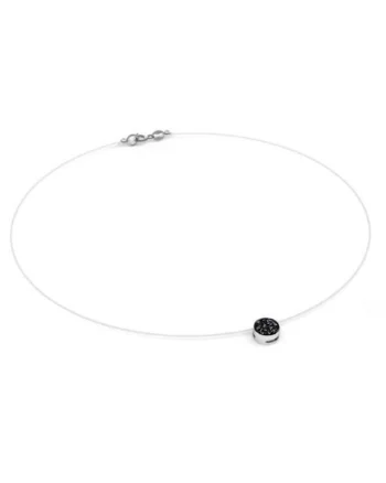 Colier fir transparent cu Cristal Swarovski in Caseta din Argint 925, reglabil 38-41 cm, Negru