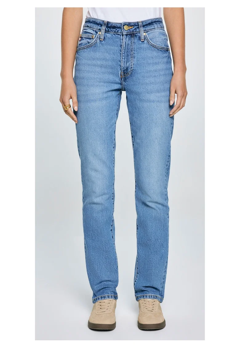 Blugi cu talie inalta regular fit, Albastru